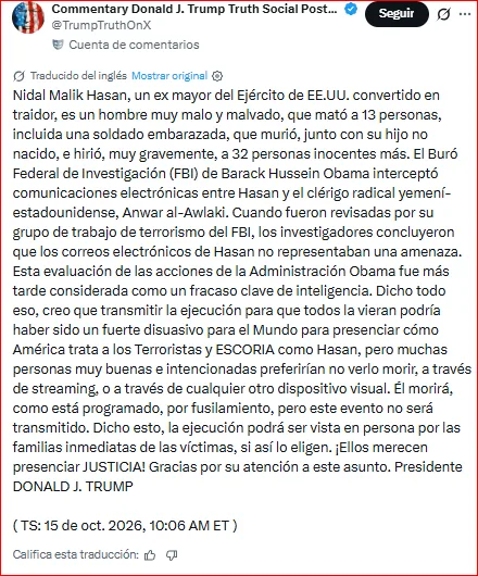 Trump y la ejecucion EN VIVO de Hassan