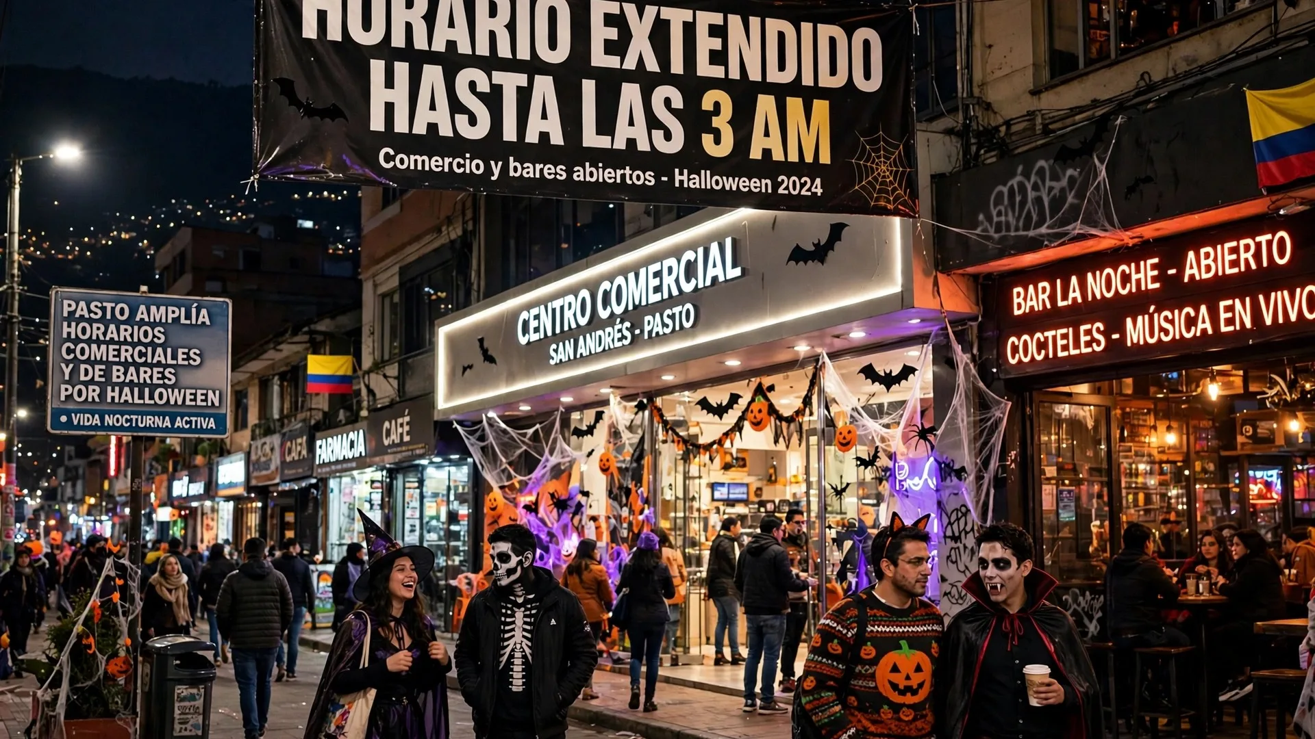 Pasto amplía horarios comerciales y de bares por Halloween