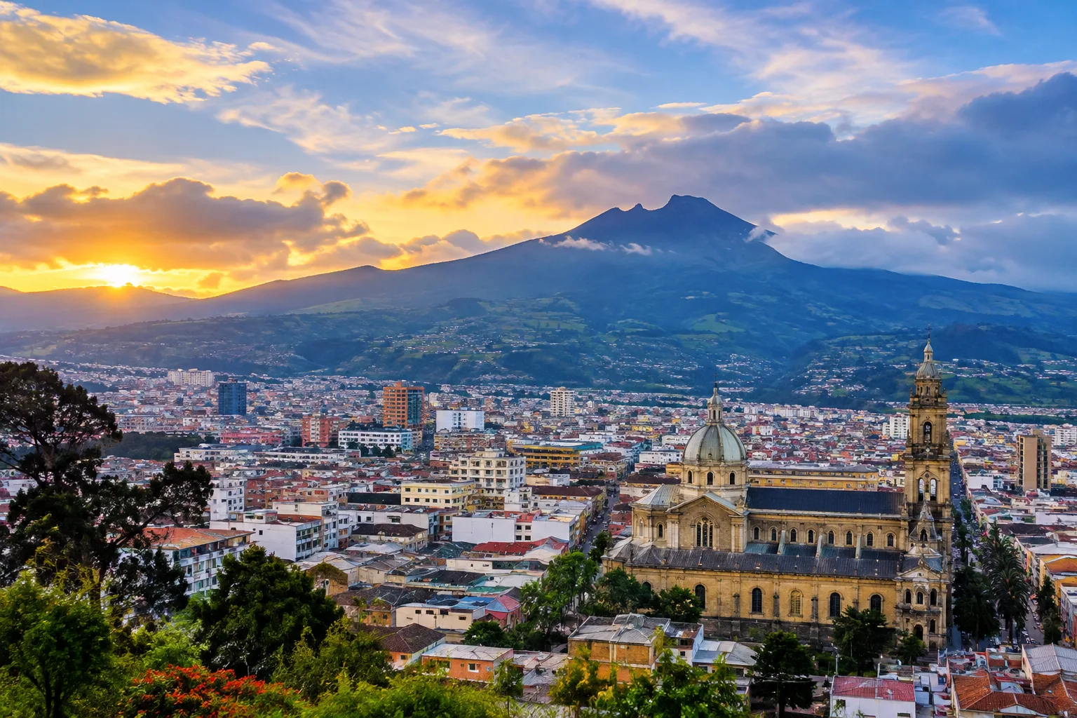 Panorámica de Pasto al atardecer