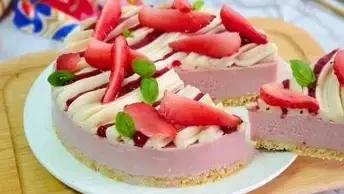 Receta tarta de queso y fresa sin horno
