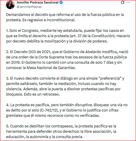 Congresista Pedraza y el decreto 1525 de 2026