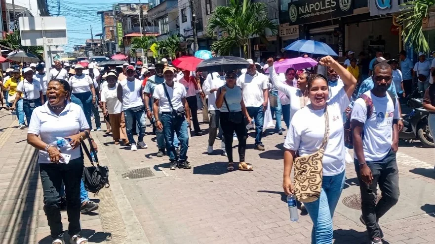 Sindicalistas marcharon en 
paz por la calles de Tumaco