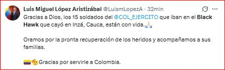 accidente de helicóptero en Cauca