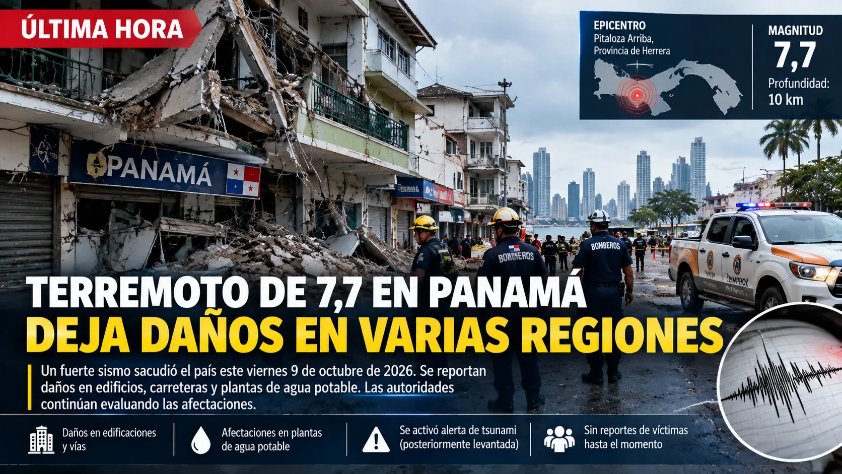 Terremoto de magnitud 7,7 sacude Panamá y deja daños en varias regiones