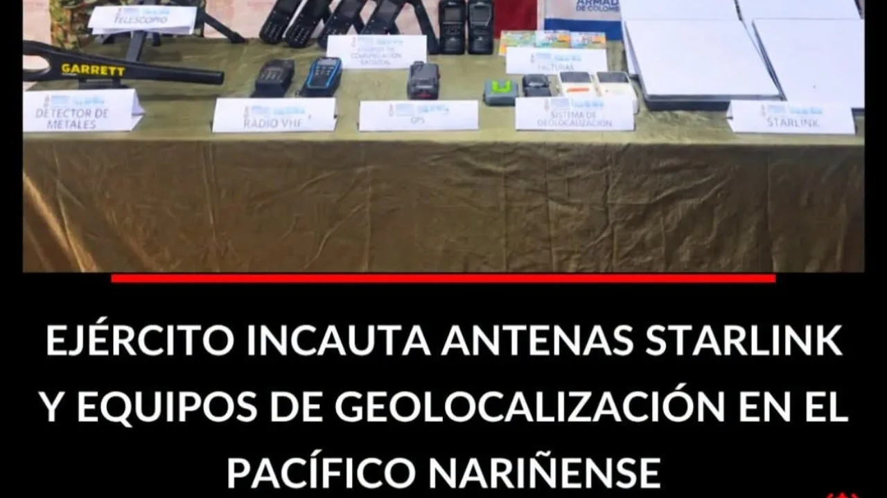 Hallan equipos de comunicación satelital y antenas Starlink en La Tola, Nariño
