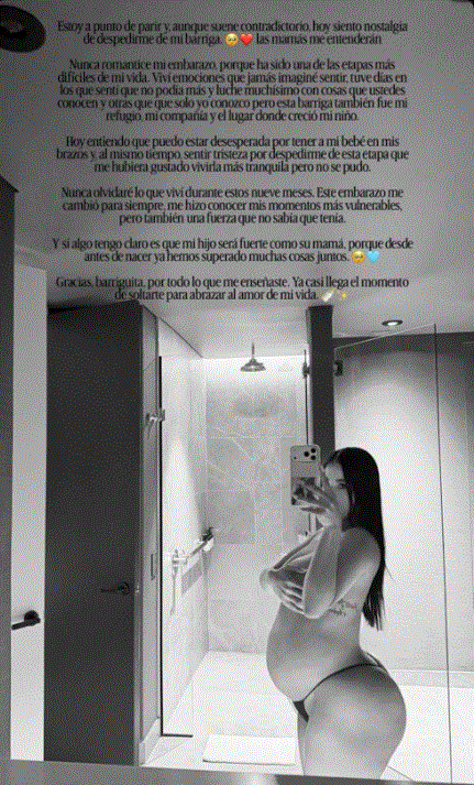 Karina García estaría a punto de dar a luz y se despidió de su pancita con emotivo mensaje
