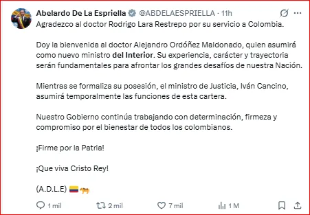 Alejandro Ordónez en Min Interior