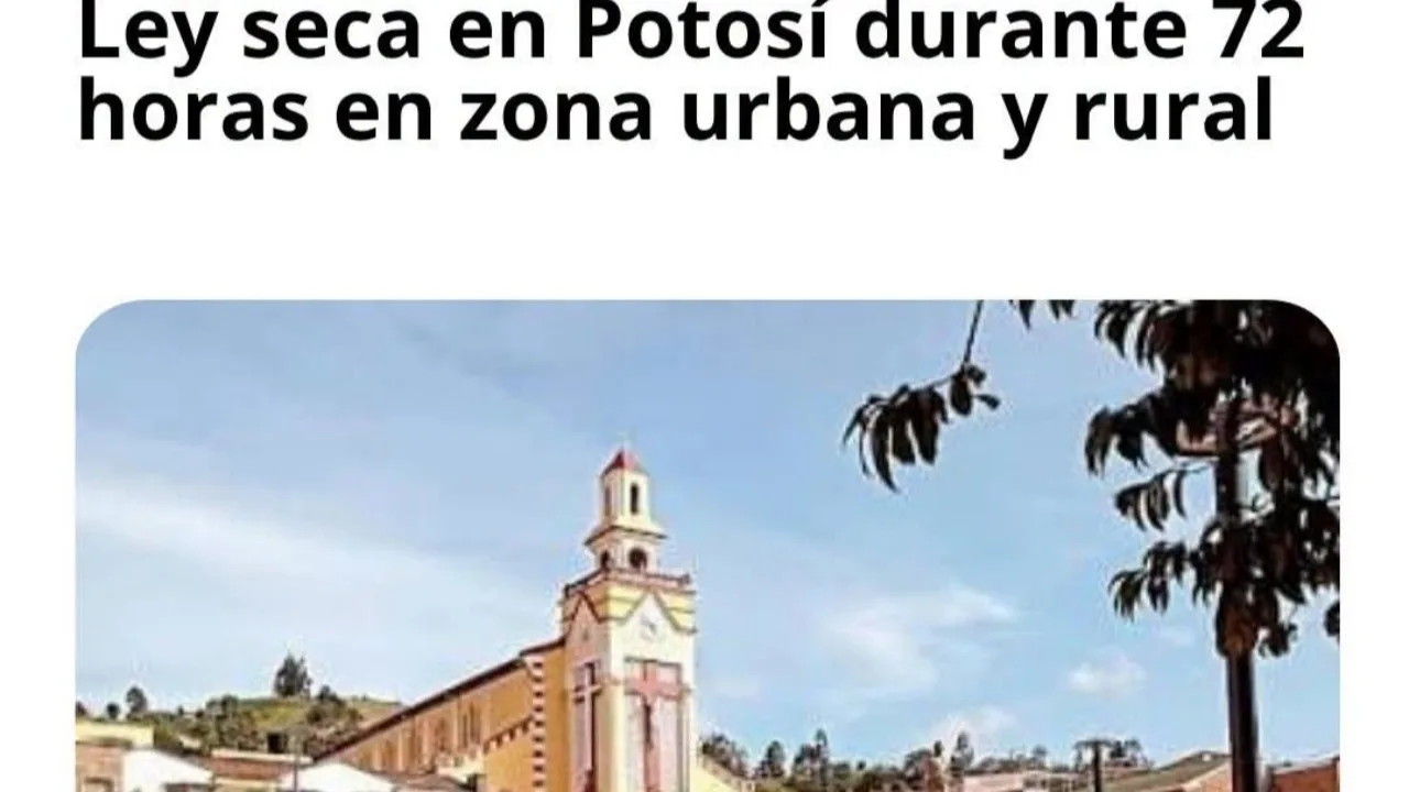 Decretan ley seca de 72 horas en Potosí, Nariño, para prevenir alteraciones