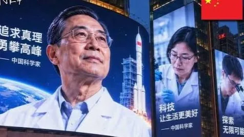 Pantallas gigantes en China reemplazan a artistas para rendir homenaje a científicos