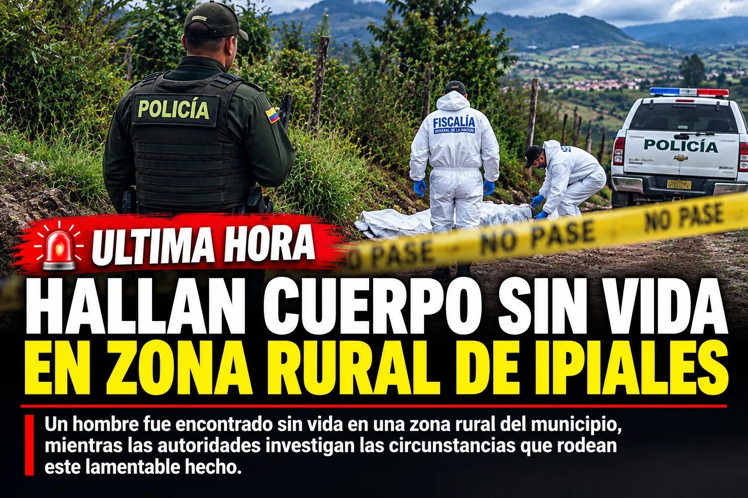 HALLAN CUERPO SIN VIDA DE UN HOMBRE EN ZONA RURAL DE IPIALES