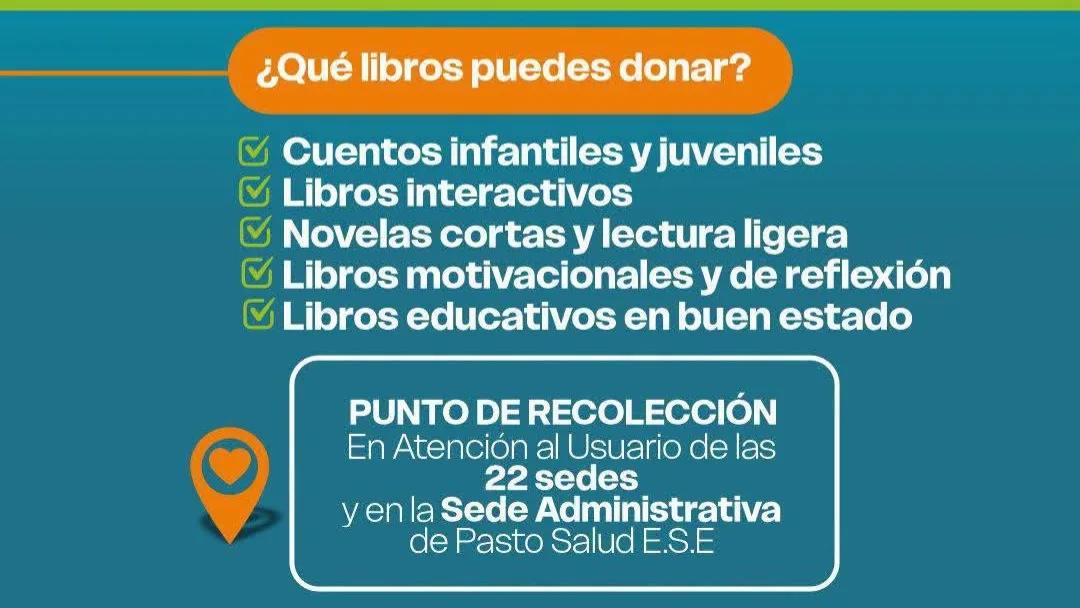 Pasto Salud E.S.E. promueve donatón de libros para fortalecer la lectura y el bienestar