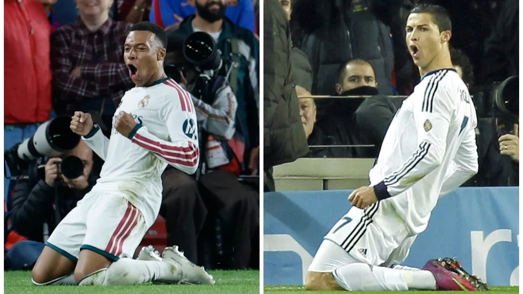 Mbappé emula los icónicos festejos de Cristiano Ronaldo tras su doblete en El Clásico