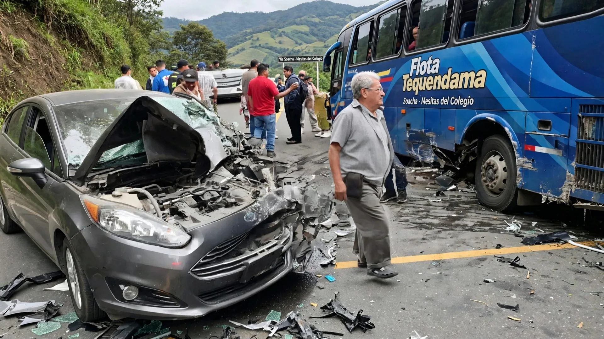 Accidente en Mesitas hoy 31 octubre: carro chocó contra flota Tequendama