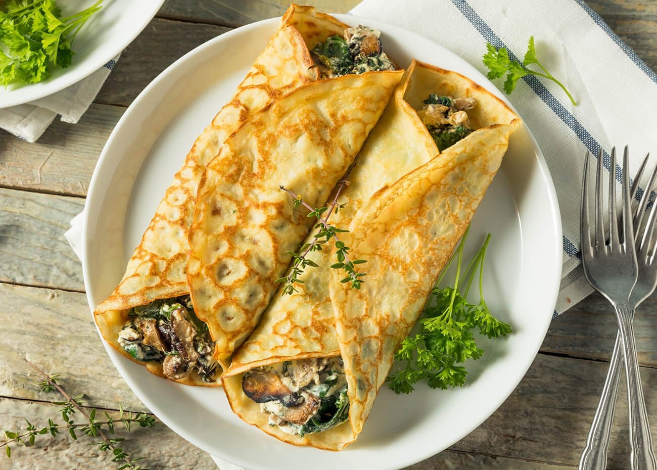 RECETA CREPES DE POLLO Y CHAMPIÑONES