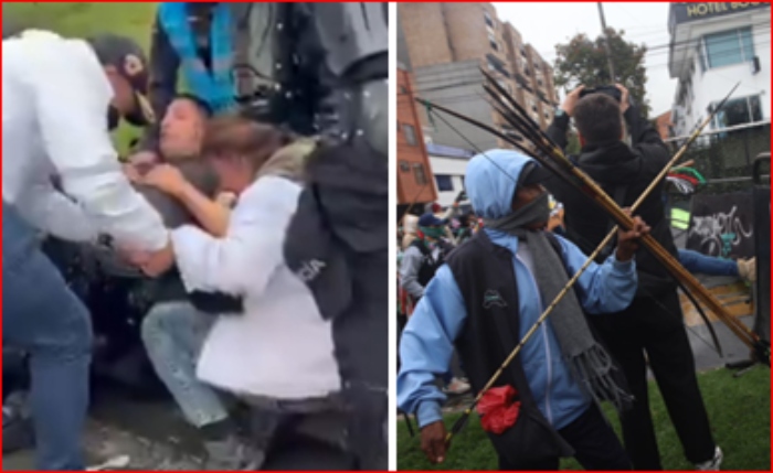 UNDMO- Universidad Nacional- Polivias- Embajada Américana- protestas- Bogotá- Avenida 26- flechas-