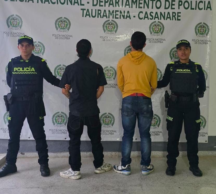 Dos hombres fueron capturados por la Policía Nacional tras incidente violento.
