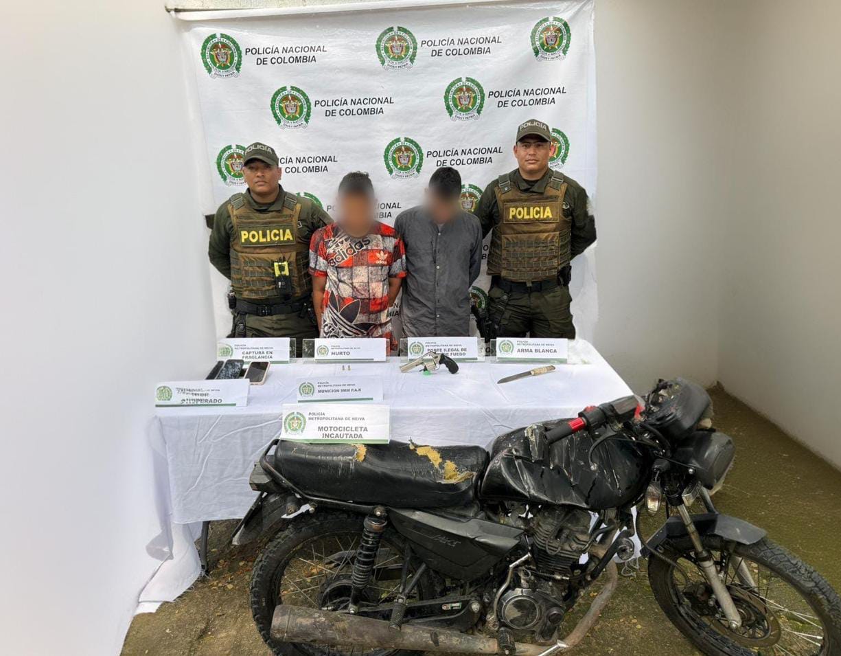 Capturados por hurto y porte ilegal de armas en Neiva.
