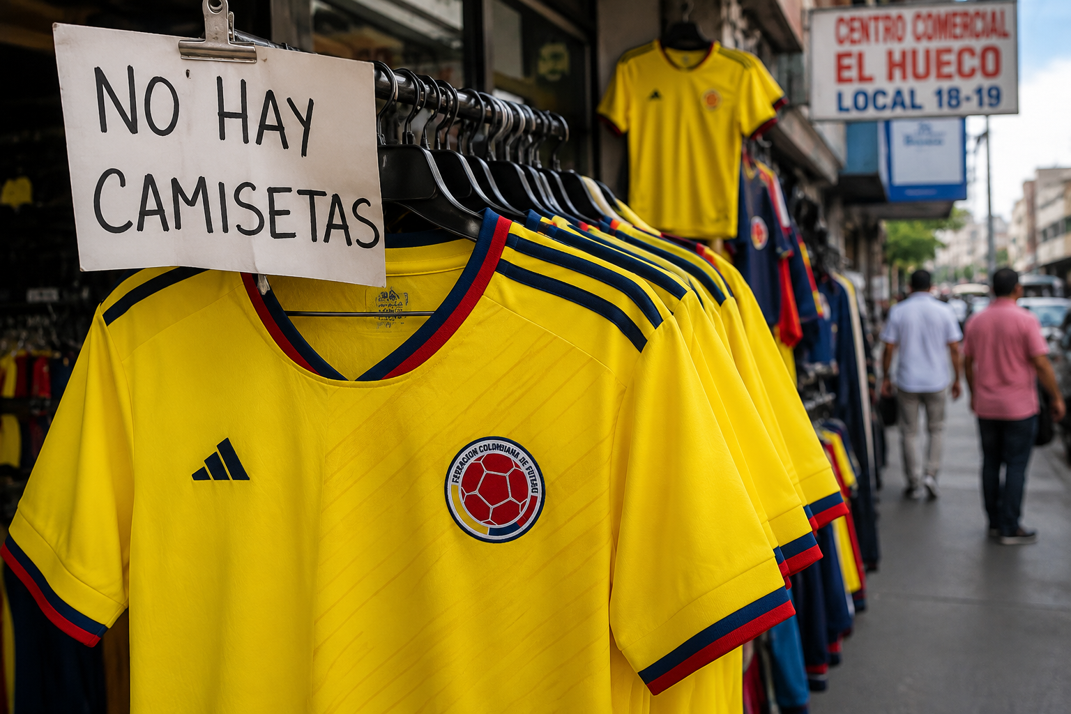 Escasez de camisetas de la Selección Colombia preocupa a comerciantes y aficionados en el centro de Cali